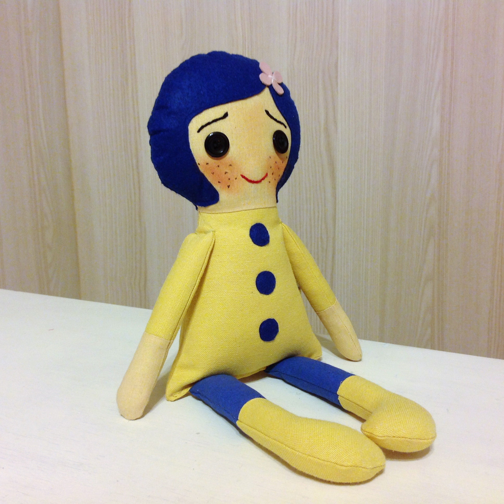 Cloth dolls handmade Rag doll Button eyes blue hair doll Etsy