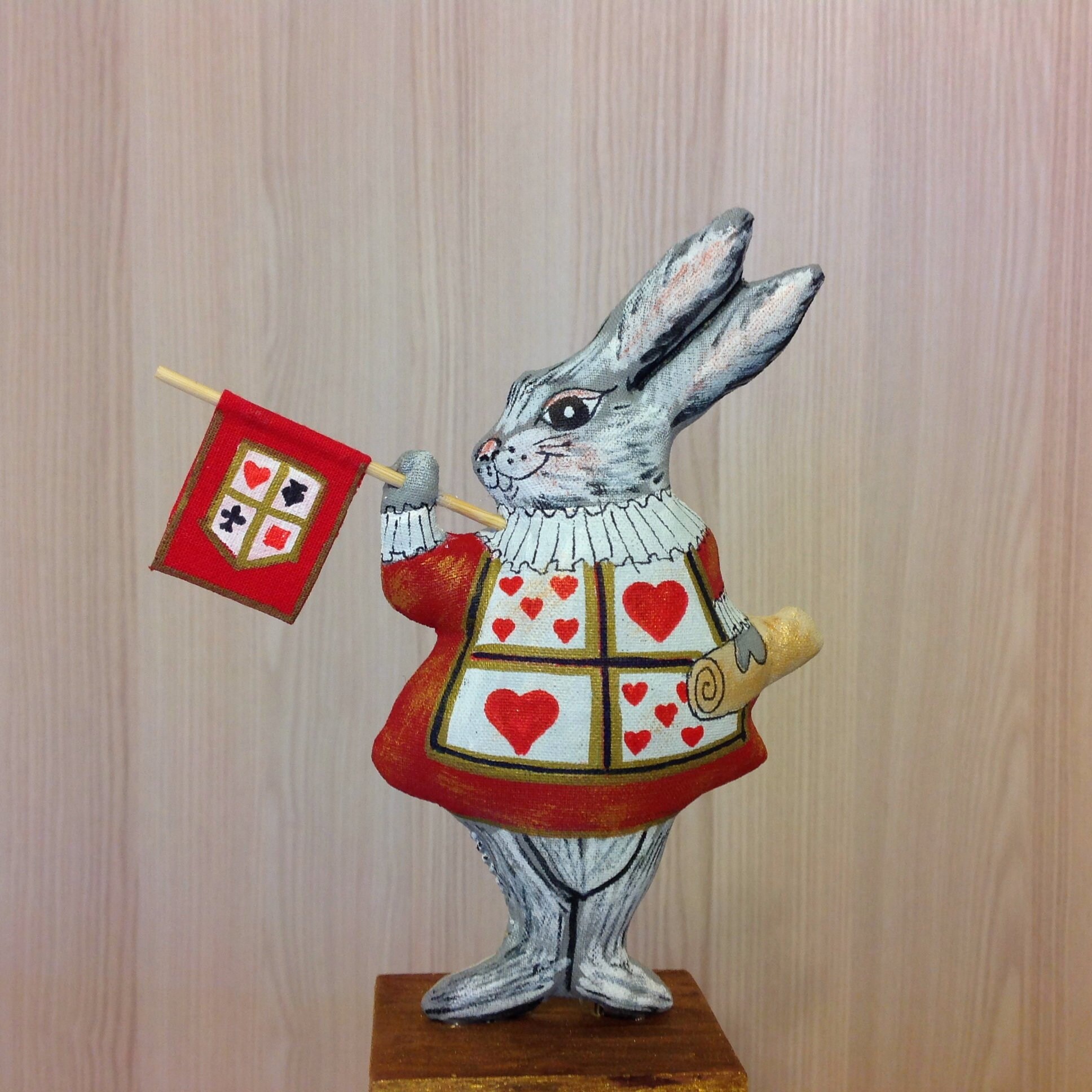 Stuffed bunny toy Alice in Wonderland White Rabbit Figurine Etsy