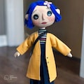 Handmade Coraline Rag Doll – Button Eyes, Yellow Raincoat, Blue Hair product logo