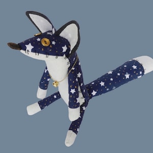 Little fox plush toy fox prince Moon fox doll plushie Galaxy fox Celestial fox  Space fox Stuffed cartoon fox blue renard Mr. Fox