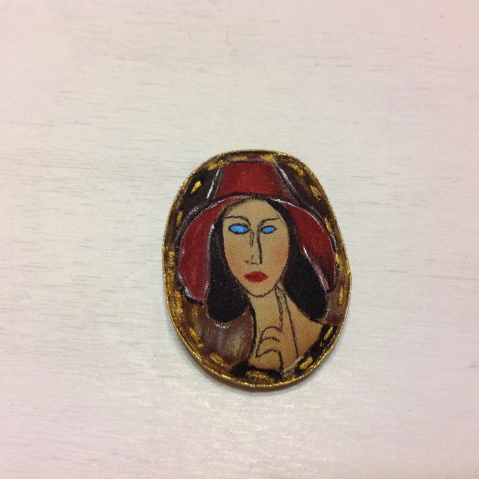 Woman face brooch Artistic brooch Textile brooch Hand painted Etsy