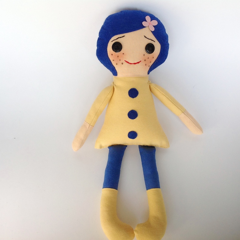 Cloth dolls handmade Rag doll Button eyes blue hair doll Etsy
