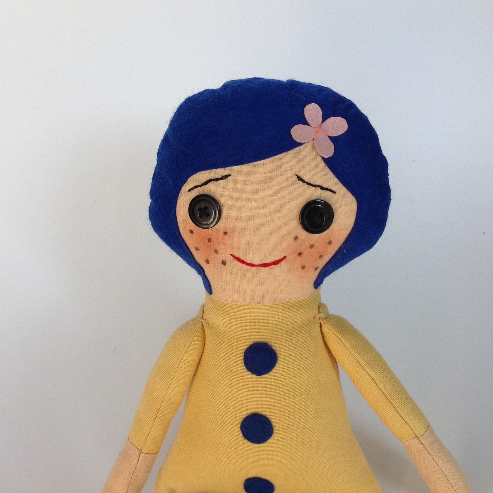 Cloth dolls handmade Rag doll Button eyes blue hair doll Etsy