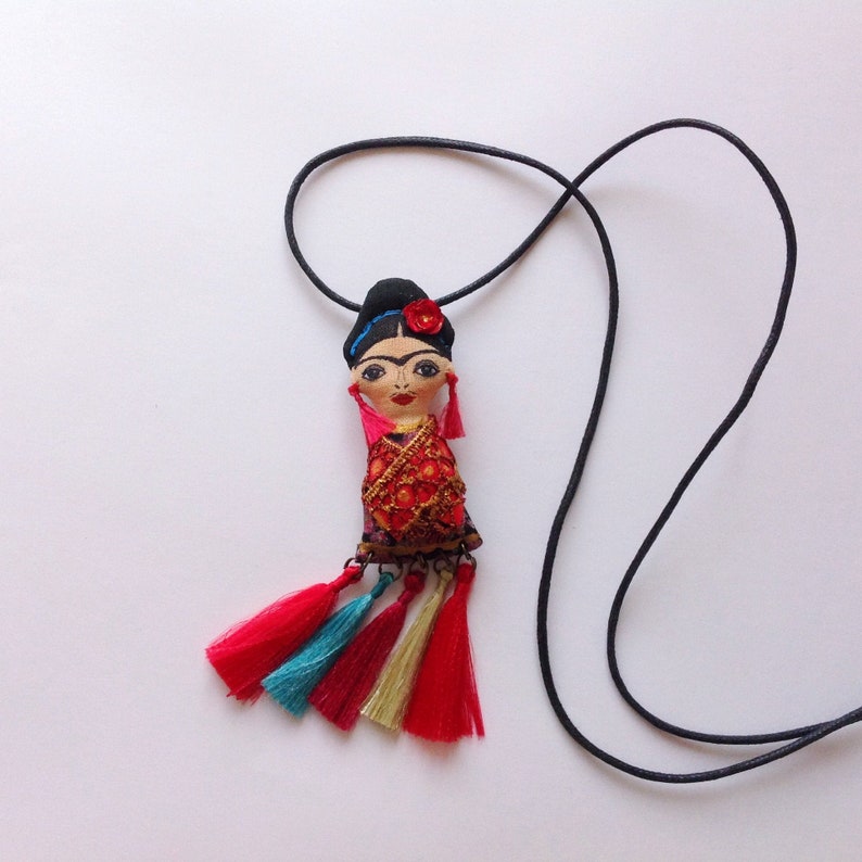 Frida Doll Brooch /& Pendant Artistic necklace Frida brooch pin Tiny doll Art doll Mexican doll Wearable art jewelry