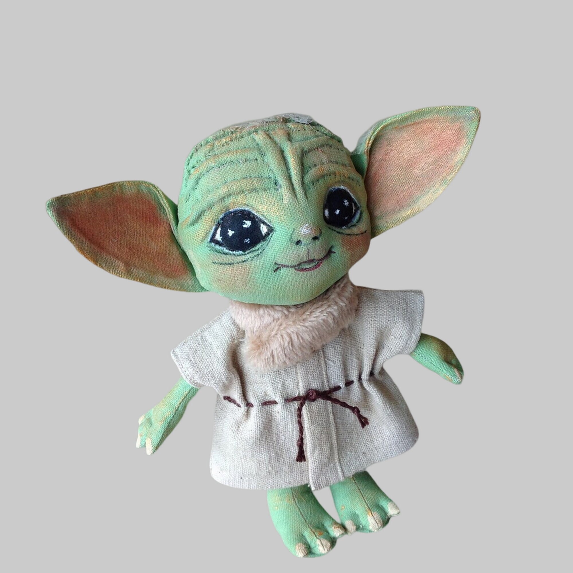 Baby Yoda Doll Handmade Yoda Art Doll Anthropomorphic Doll Etsy