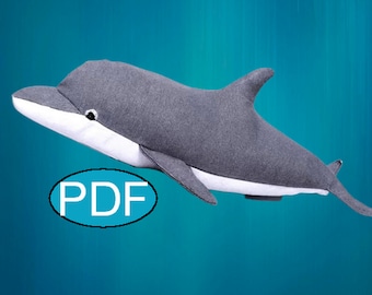 Dolphin pattern PDF  Plush dolphin sewing pattern & tutorial  DIY Whale pattern Dolphin toy sea animal pattern