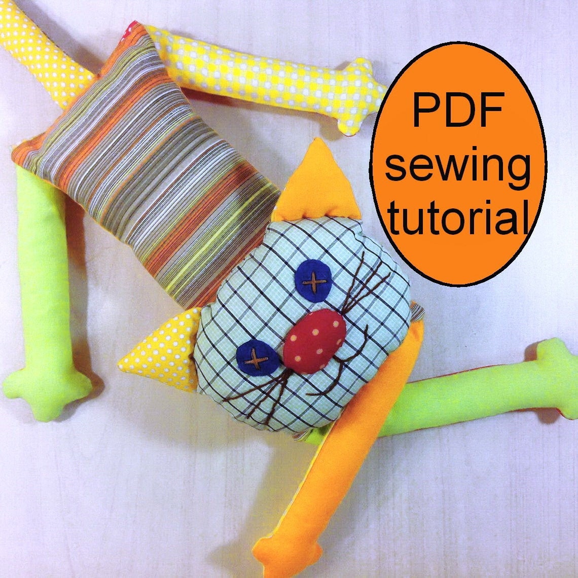 Cat Plush Pattern PDF Cat Sewing Pattern & Tutorial Cat Doll Etsy UK