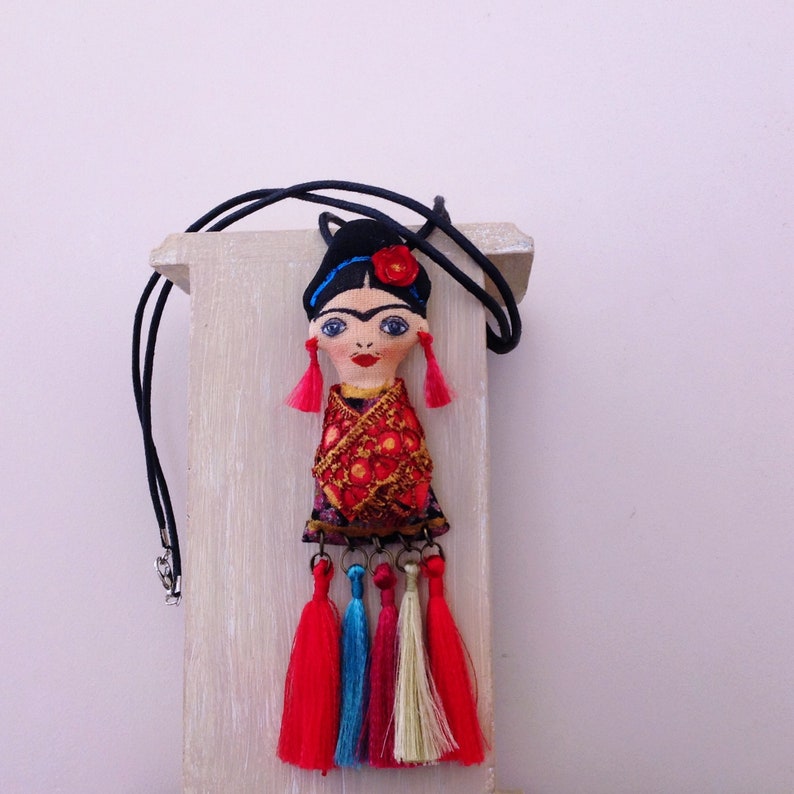Frida Doll Brooch /& Pendant Artistic necklace Frida brooch pin Tiny doll Art doll Mexican doll Wearable art jewelry