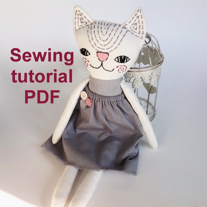PDF Cat Sewing Pattern & Tutorial Stuffed Cat Pattern Cloth Etsy Canada
