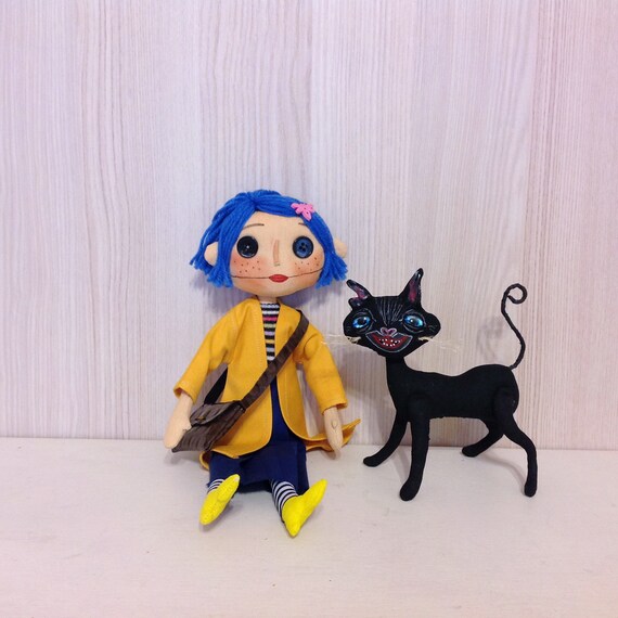 Poupee Coraline Chat Noir Ooak Poupee Dart Poupee Hantee Chat Etsy Canada