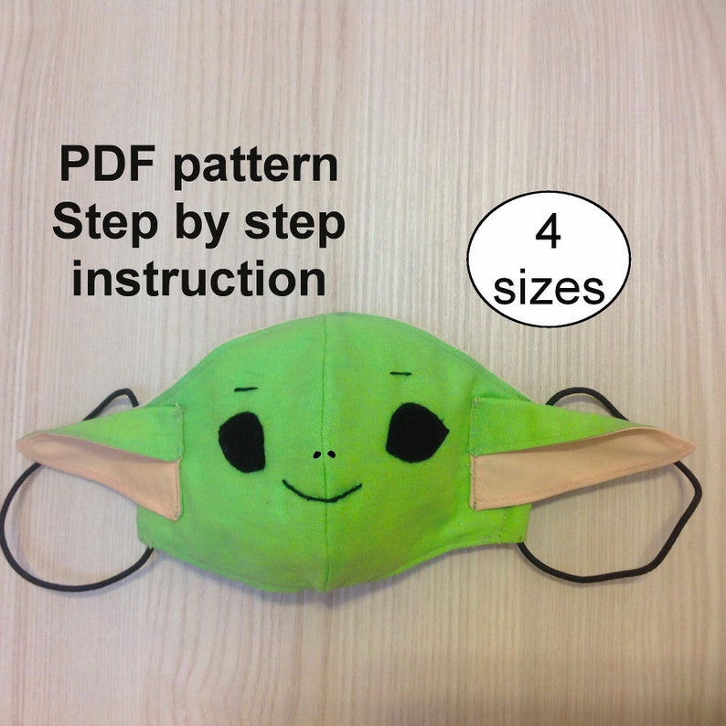 Face mask pattern PDF Washable reusable 3D face mask Baby Yoda Etsy