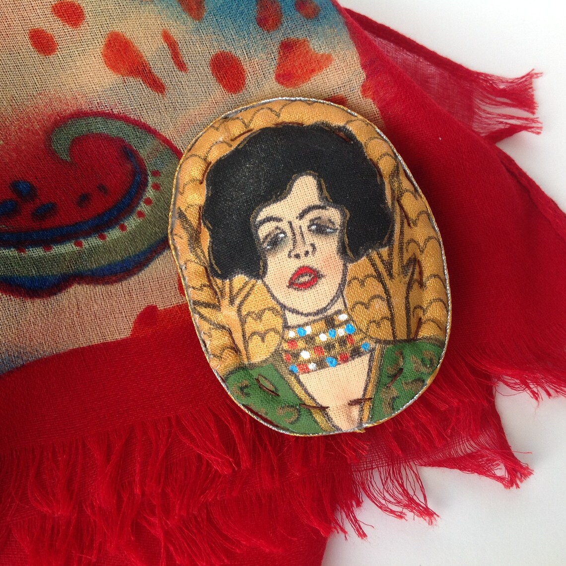 Artistic Brooch Textile Art Brooch Hand Painted Brooch Pin Etsy