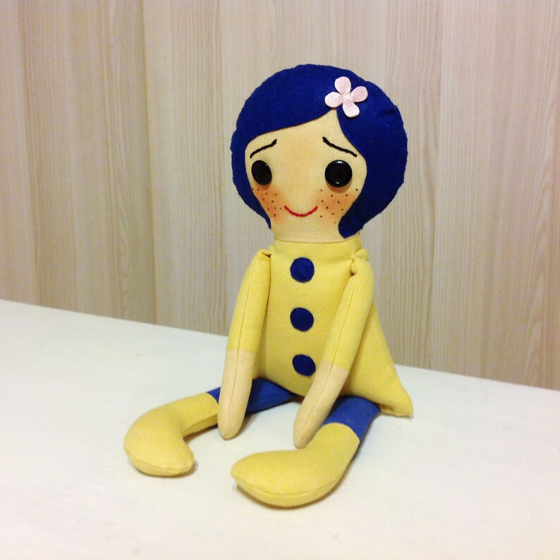 Cloth dolls handmade Rag doll Button eyes blue hair doll Etsy