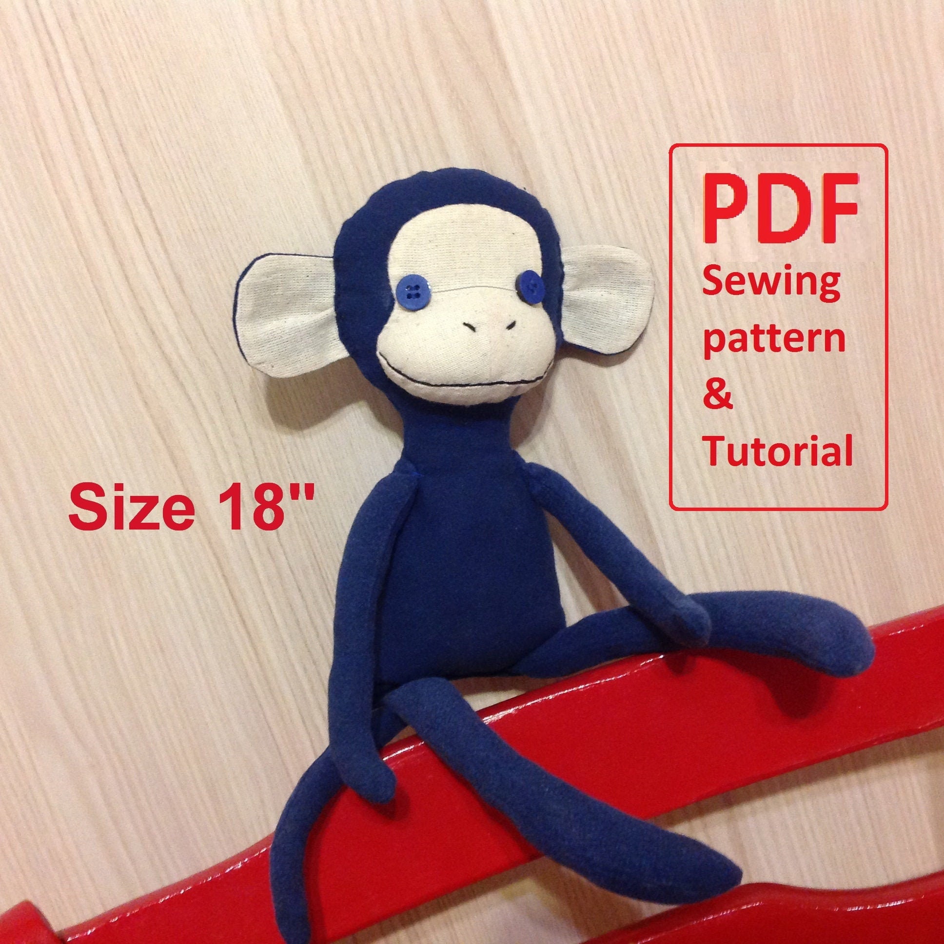 PDF Baby monkey dolls pattern  Monkey sewing pattern and Tutorial  Monkey pattern Monkey plush toy DIY