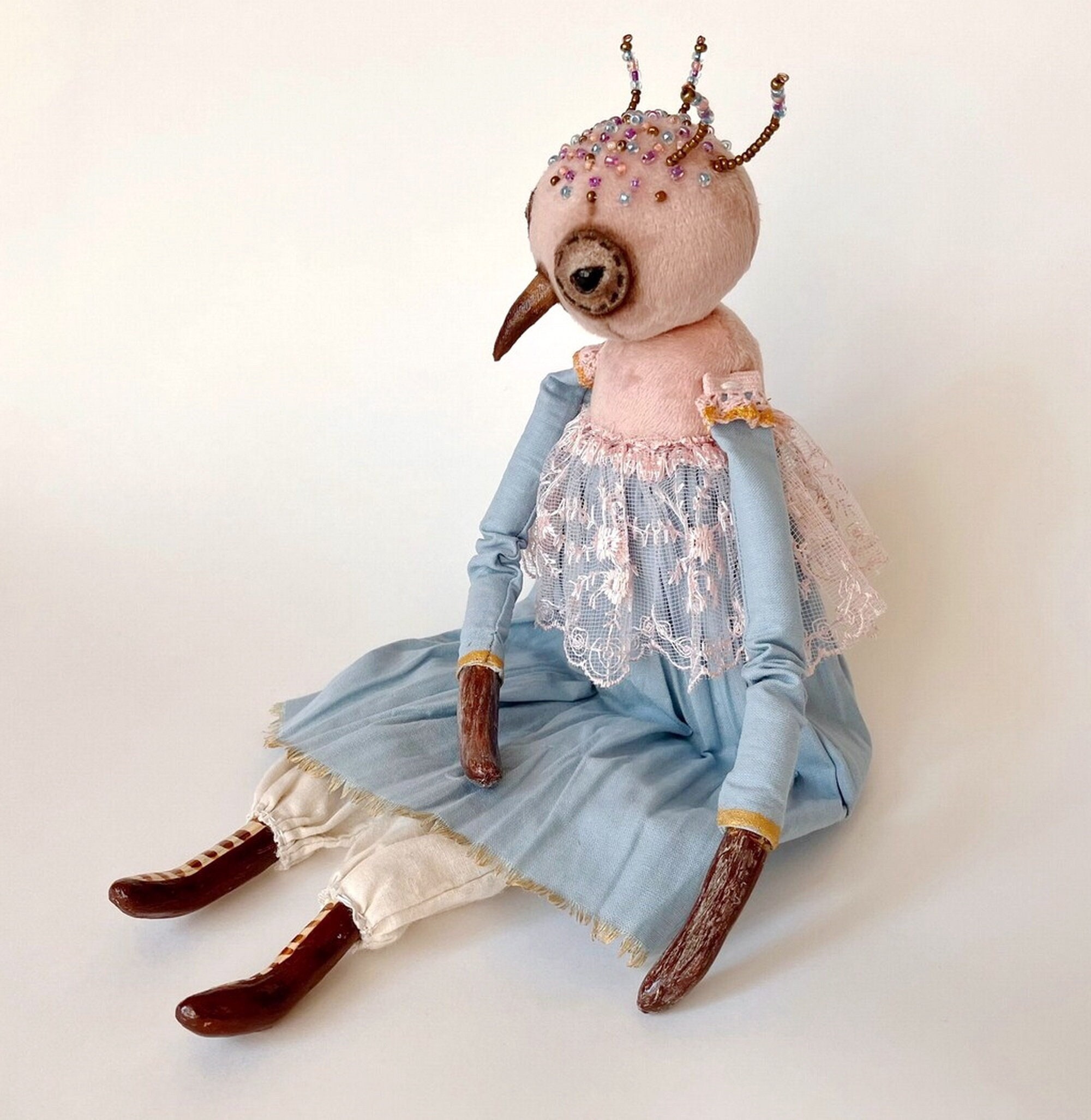Anthropomorphic Doll Bird Boudoir Doll Poseable Art Doll Animal Handmade Bird Doll in Vintage Style Etsy