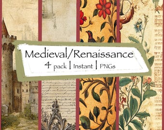 Renaissance Medieval Digital Paper | Castle Journal Kit (PNG)