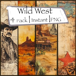 NEW Wild West Cowboy Desert PNG Instant Download | Western Digital Paper | Western Cowboy Cowgirl inspired Journal Kit
