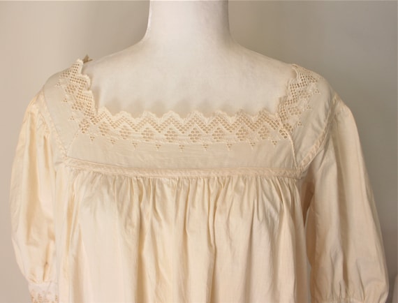 Antique Vintage Victorian Nightgown Ivory Crochet… - image 3