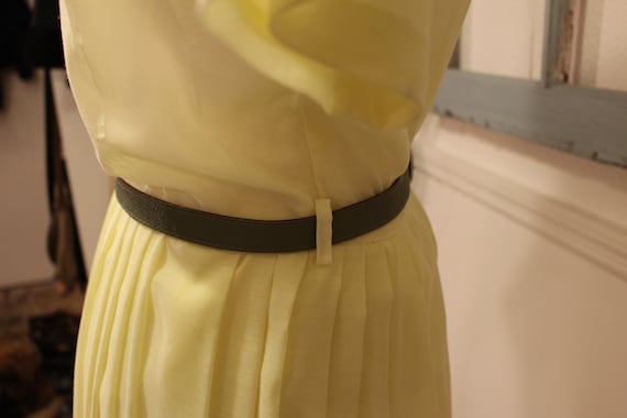 Vinatge, 1940s, sheer, lemon yellow, day dress, f… - image 7