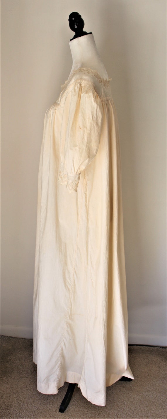 Antique Vintage Victorian Nightgown Ivory Crochet… - image 6