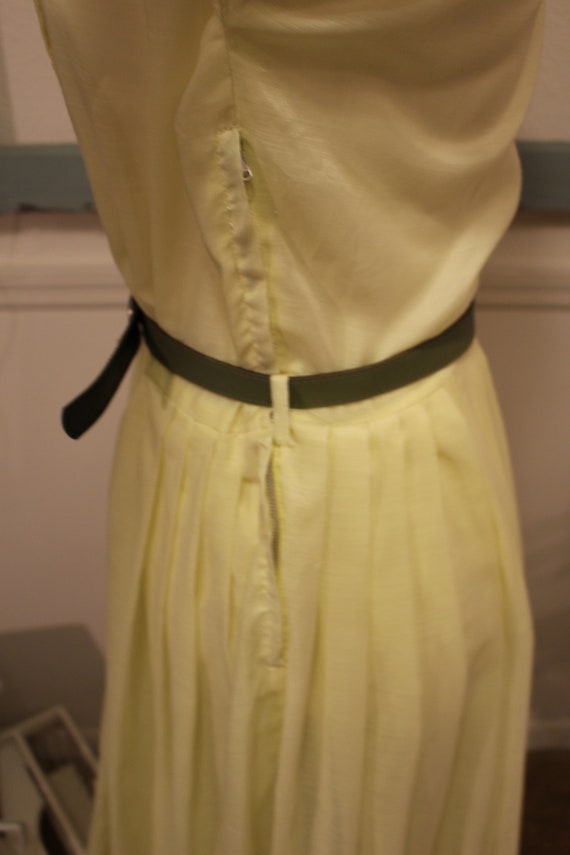 Vinatge, 1940s, sheer, lemon yellow, day dress, f… - image 8