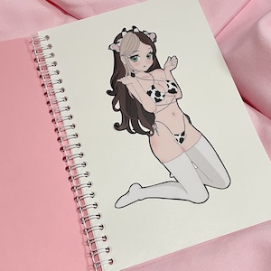 Anime Cow Girl Sticker - Anime Vinyl Sticker - Cow lingerie sticker - car sticker