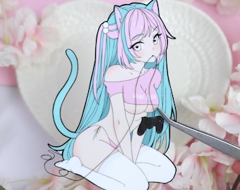 Anime Cat Girl Vinyl Sticker | Weatherproof Decal Sticker