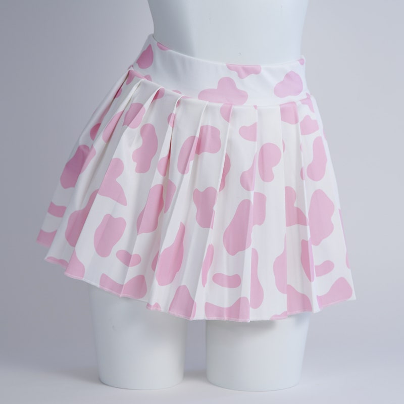 Black Pink Cow Print Women's Skirt