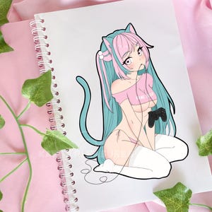 Anime Cat Girl Vinyl Sticker - Weatherproof Car Decal