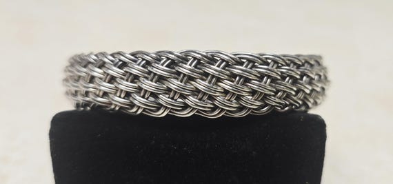 Vintage handwoven chainmaille bracelet crafted in a Kinged Vipera Berus weave Marked 925
