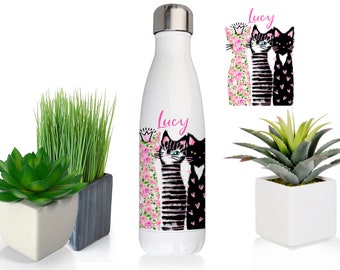 Cat Print Water Bottle - Etsy