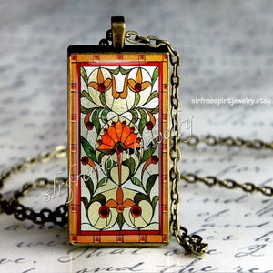Pendente di design Tiffany, collana con immagine fotografica, piastrelle di vetro, orecchini di design Tiffany, accessorio di gioielleria d'arte vittoriana, regalo per le donne