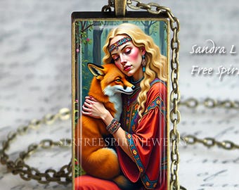 Fox Jewelry, Girl Holding Fox Necklace, Esoteric, Spirit Animal Jewelry by Sandra L Russell