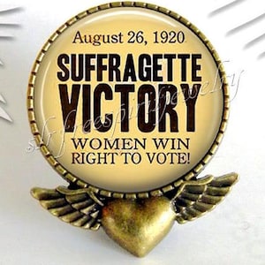 Suffragette Victory Pin, Women&#39;s Movement, 19th Amendment, Feminist Jewelry, Votes for Women, Vintage Design Brooch, photo Image Jewelry