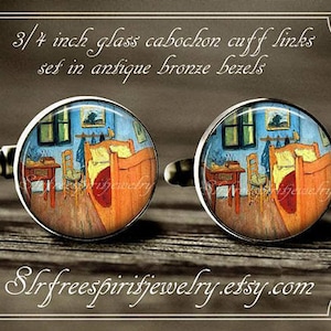 Van Gogh Cuff Links, Van Gogh Portrait Cuff LInks, Artist cuff links, photo image cuff links, 20mm circle cuff links, gift for men, artist