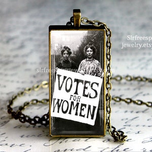 Feminist Jewelry, suffragette Necklace, Woman&#39;s Vote, Suffrage Movement. Women&#39;s Rights, Political jewelry, Equal Rights, Feminist Quote,