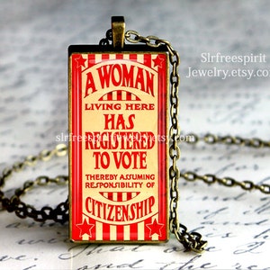 Feminist Jewelry, suffragette Necklace, Woman's Vote, Suffrage Movement. Women's Rights, Political jewelry, Equal Rights, Feminist Quote,