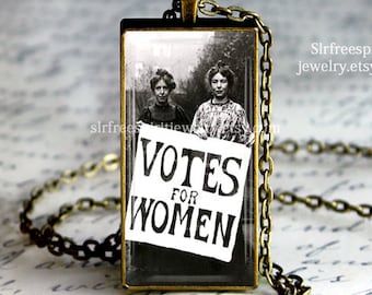 Feminist Jewelry, suffragette Necklace, Woman&#39;s Vote, Suffrage Movement. Women&#39;s Rights, Political jewelry, Equal Rights, Feminist Quote,