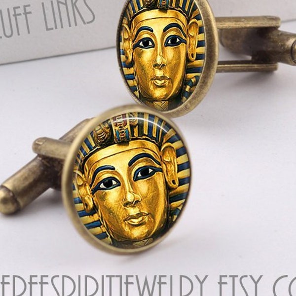 King Tut Cuff Links, Tutankhamun,Ancient History, Travel, Archiologist gift, Egyptian pharaoh, Egyptologist Gift,