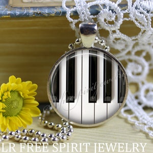 Piano Keys Pendant, Musical instrument, Piano Keys, Black and White, Photo Pendant, Gift for music Lover, Glass Pendant Necklace, Accessory