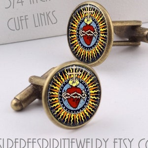 Herz Jesu Manschettenknöpfe, Fotoglas Manschettenknöpfe, Katholischer Schmuck, Religiöses Geschenk für Männer, Geschenk für Dekon, Katholiken