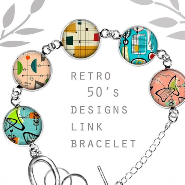 Retro 50's Jewelry, Mid Century Modern Bracelet, Vintage design Jewelry, Artistic Jewelry, Abstract, Cosmic, Modern Art, Gift for Women