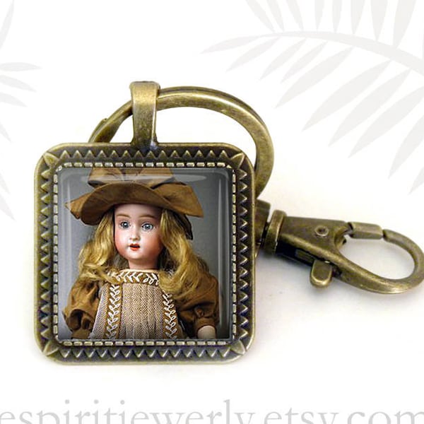 Antique Doll Necklace, Photo Image Jewelry, Antique Doll Photo,  Glass Cabochon Jewlery, Gift for doll Collector, Doll Collecting