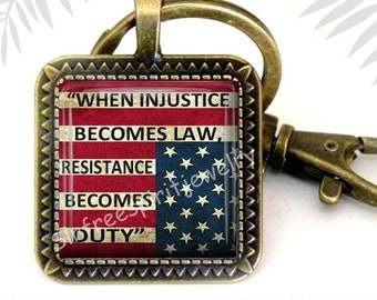 Political Keychain,Thomas Jefferson Quote, Democracy, America, Democrat, Resistance Movement, Anti-Trump, Injustic, Democrat Gift