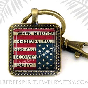 Political Keychain,Thomas Jefferson Quote, Democracy, America, Democrat, Resistance Movement, Anti-Trump, Injustic, Democrat Gift