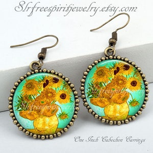 Van Gogh Sunflowers Jewelry, Van Gogh Earrings,  Sunflowers, Floral Earrings, Famous Paintings, Famous Artist, Van Gogh Gift for Women