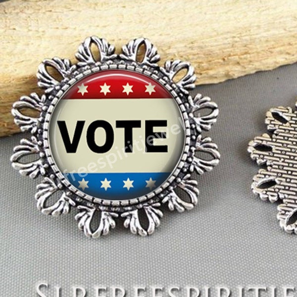 Vote Pin, Political jewelry red,white and blue, Retro Vote brooch, Elections, Presidential election 202