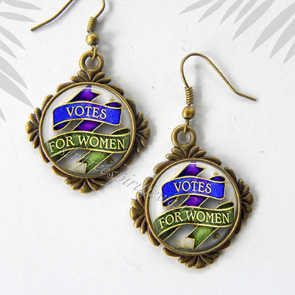 Votes for Women Necklace, Earrings, 100th Anniversary of 19th Amendment, Feminist Jewelry, Suffragette Jewelry, Historic woman's sash