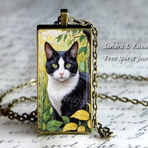 Tuxedo Cat Necklaces,  handmade jewelry,  cute cat gift, Cat Lovers Gift, Photo Jewelry, Pendant with Chain, Beautiful Cats, Domestic cats