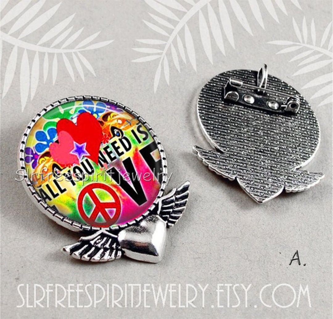 Peace Pin, Retro 70's Peace Sign, Love, Heart, Hippie, Peace Sign ...